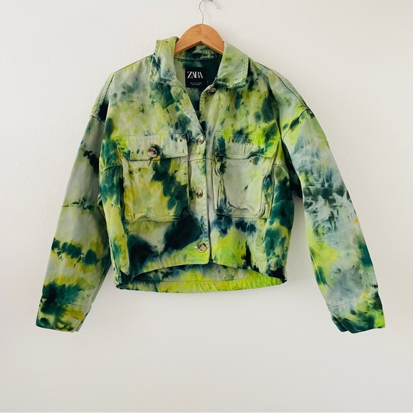 Zara Green And Black Tie Dye Jacket - Picture 1 of 5